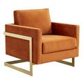 Kd Americana Lincoln Velvet Accent Armchair with Gold Frame, Orange Marmalade KD3035882